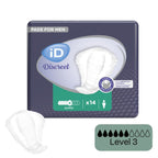 Pack of iD Discreet pads for men with packaging and a single pad displayed.