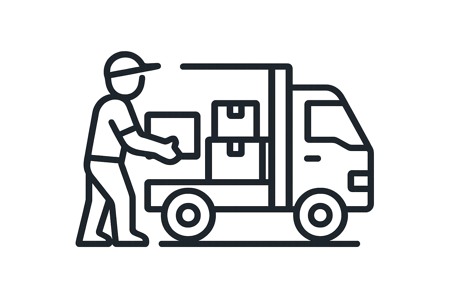delivery man loading the back of the truck icon